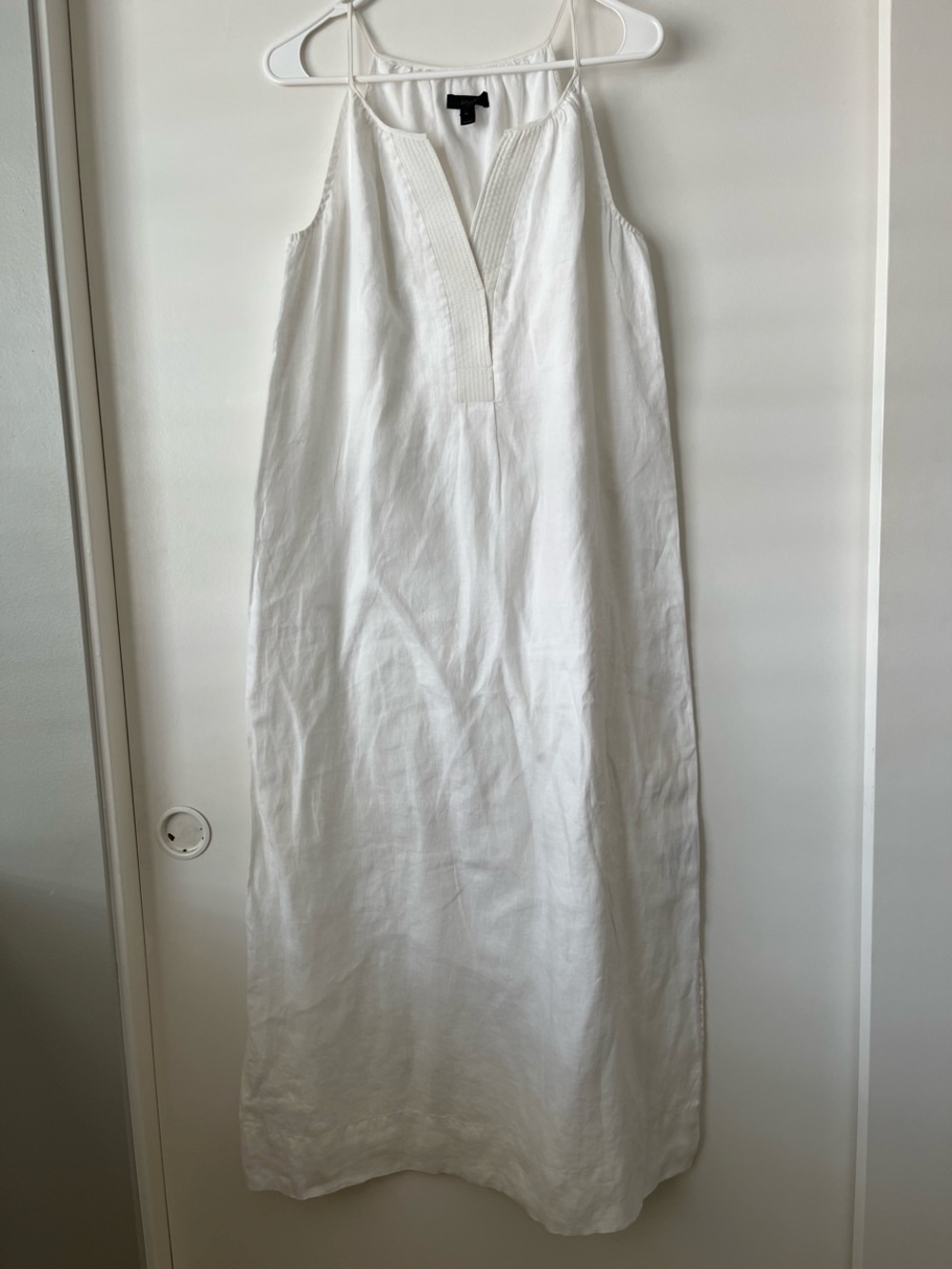 J. Crew White Linen Maxi Slip Dress